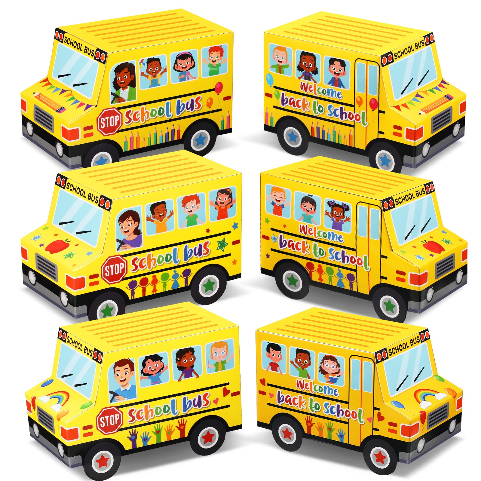 PerKoop 24 Pieces Back to School Treat Boxes School Bus Treat Boxes First Day of School Box Yellow School Bus Decoration Box for Kids Student Birthday Welcome Back to School Party Decor Supplies