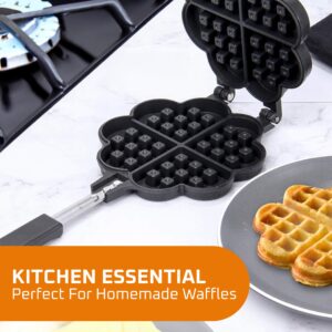 Bruntmor Stovetop Waffle Pan Set of 1 - Cast Iron Waffle Pan Maker for Pancakes, Puffs, and Waffles - Non-Electric Stovetop Griddle Panwaffle for Gas Stove - Dishwasher Safe & Non Stick Cookware