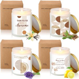 sumind 4 pcs christmas candles set 7 oz thank you candle inspirational employee appreciation scented candle jar candles gifts for women men coworkers friend home decor(white,inspirational)