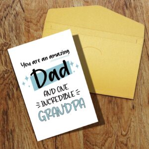 Qiliji Father's Day Card for Grandpa, Happy Father's Day Card from Kid, Grandpa Birthday Card, You Are An Amazing Dad And One Incredible Grandpa