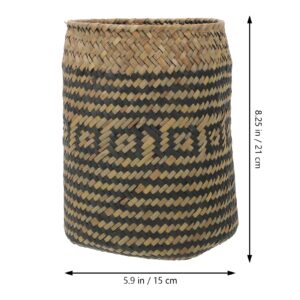 Cabilock Wastebasket Egg Storage Basket Wardrobe Baskets Wicker Waste Basket Sundries Basket Clothes Basket Office Trash Cans Convenient Waste Basket Straw Rope Floor Child Small Trash Can