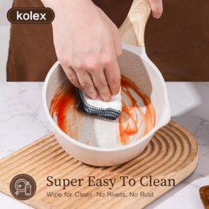 KOLEX 1.5 Quart Nonstick Sauce Pan With Lid, Nonstick Granite Saucepan for All Stove Top, Sauce Pan Small Soup Pot Milk Pan with Pour Spouts, PFOA Free, Induction Competiable (White Granite, 1.5 Qt)