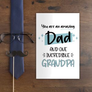 Qiliji Father's Day Card for Grandpa, Happy Father's Day Card from Kid, Grandpa Birthday Card, You Are An Amazing Dad And One Incredible Grandpa