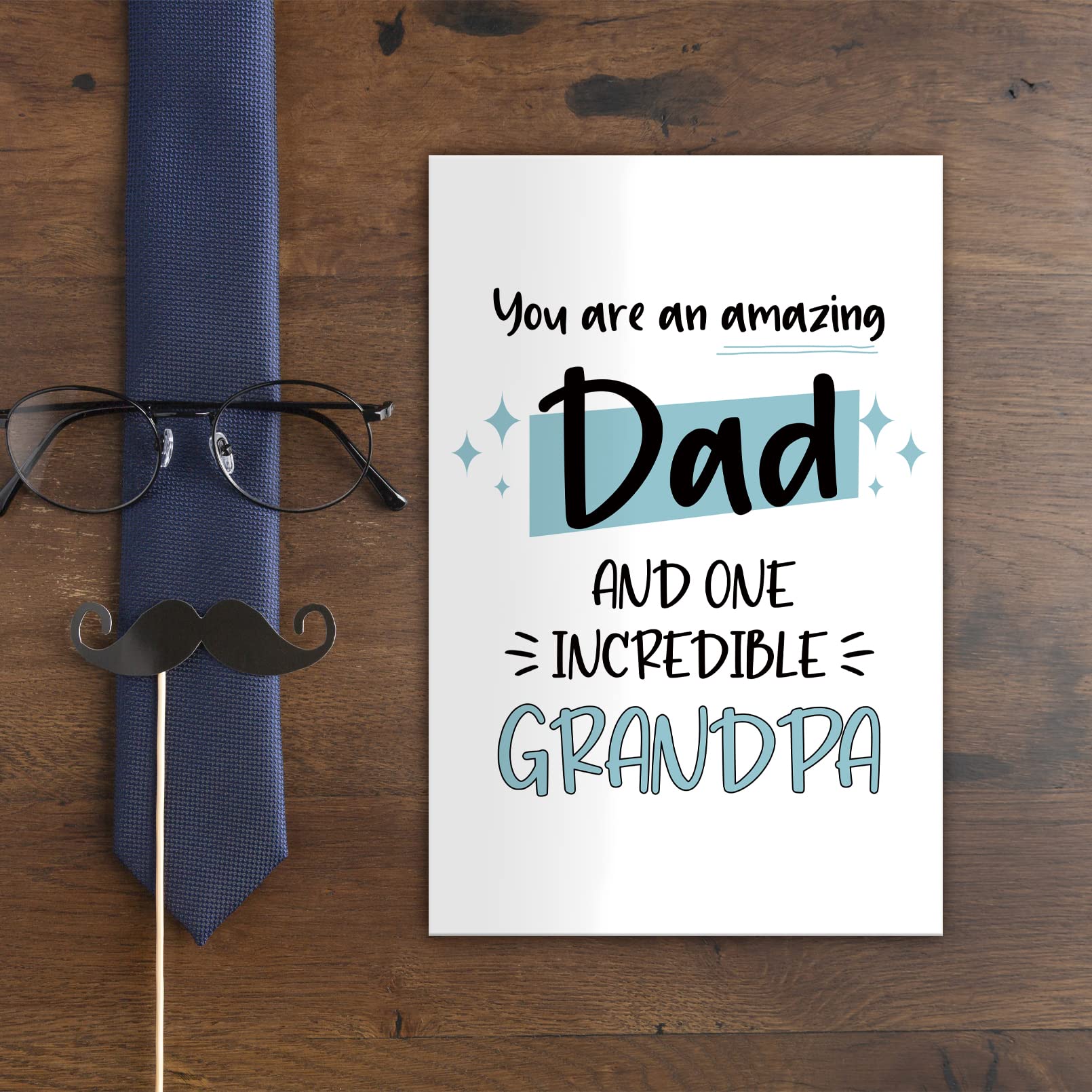 Qiliji Father's Day Card for Grandpa, Happy Father's Day Card from Kid, Grandpa Birthday Card, You Are An Amazing Dad And One Incredible Grandpa