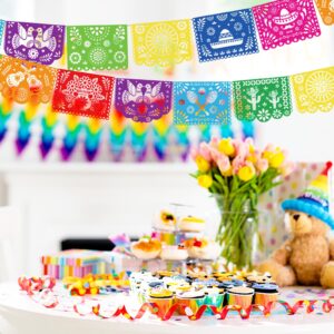 FUTUREPLUSX 18 Feet Fiesta Banner, Mexican Party Banner Fiesta Garland PVC Cinco de Mayo Decor Papel Picado Decorations for Dia De Los Muertos Mexican Party Supplies