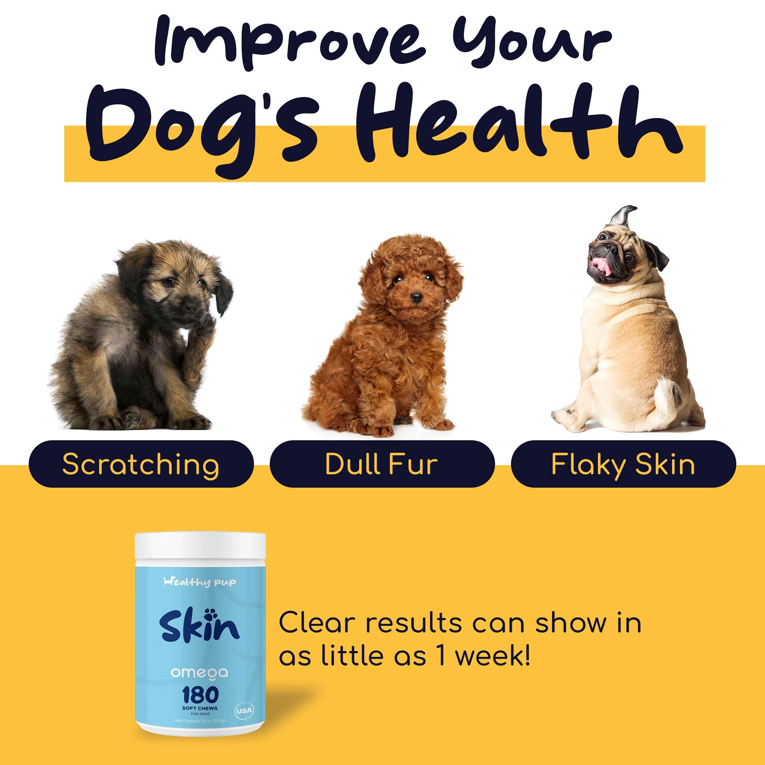 Omega 3 Fish Oil for Dogs Chews - Omega 3 for Dogs Shedding and Itchy Skin Relief for Dog Dry Skin and Hot Spots, EPA and DHA Fatty Acids, Dog Skin and Coat Supplements - 180 Chews