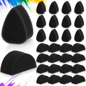 yinkin 24 pcs face paint sponge petal oval and semicircular face painting sponges high density face painting supplies for kids adults art work halloween makeup body paint(black)