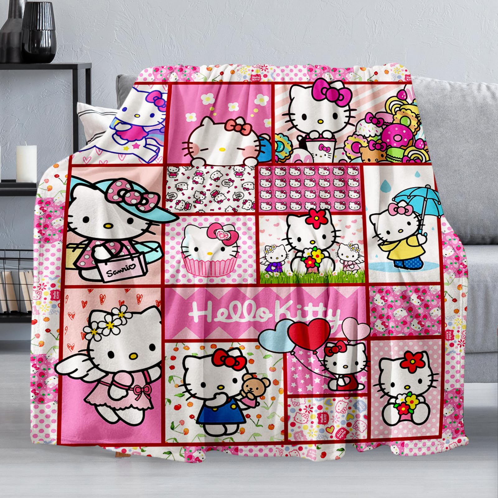 Kawaii Blanket for Kids & Adults, Ultra-Soft Cozy Flannel Fleece Throw Blankets, Smooth Warm Fuzzy Plush Blankets for Sofa Bed 60"x50"