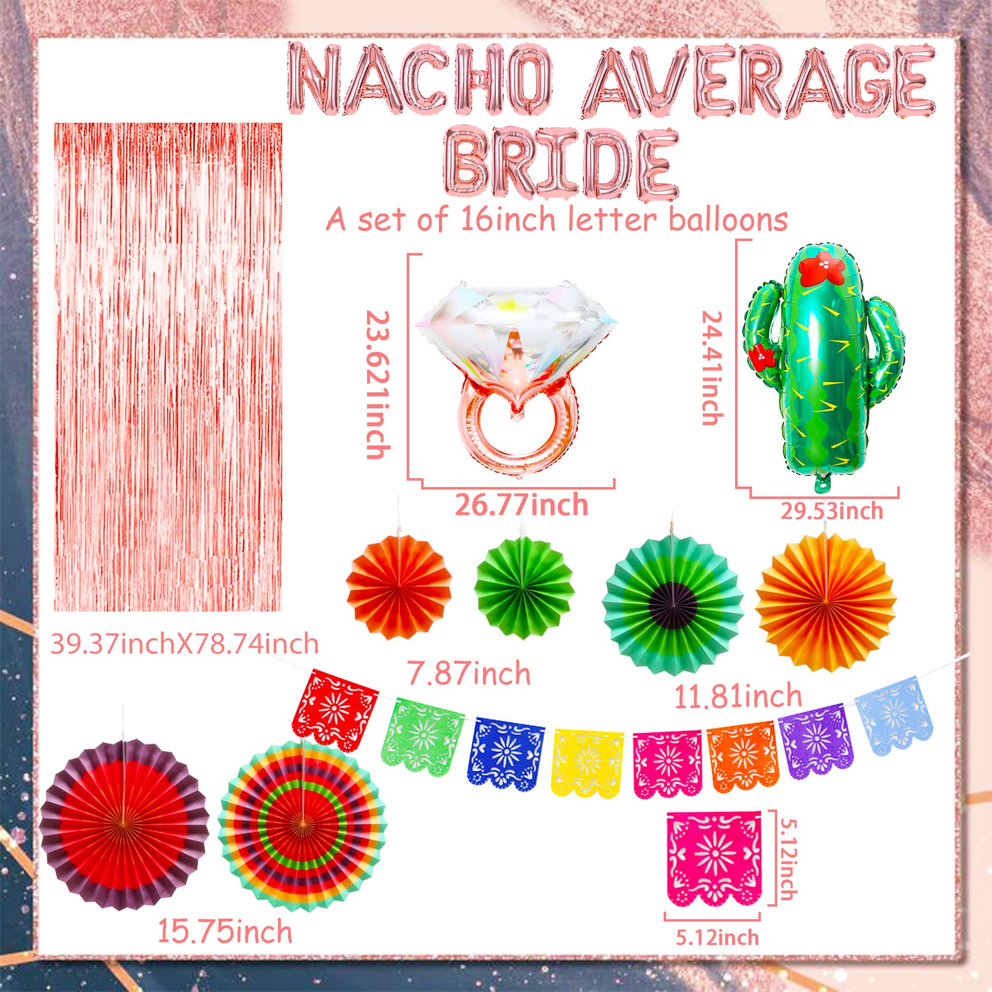 JeVenis Nacho Average Bride Balloons Nacho Average Bride Decoration Nacho Average Bride Party Supplies Mexican Engagement Bridal Shower Party Decoration