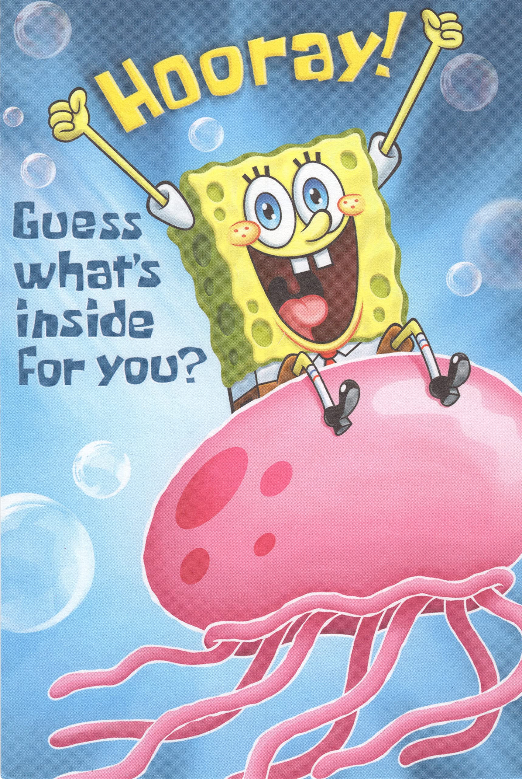 Today and Always by American Greetings SpongeBob SquarePants Happy Birthday Card - Hooray! Guess What's Inside for You? A Squishy Wish for a Super Sponge-Tacular, Happy Birthday! - Color Me