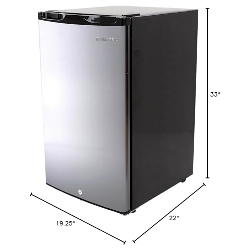 West Bend Mini Fridge Compact Refrigerator for Home Office or Dorm, Auto Defrost with Reversible Door, Energy Star Rated, 4.4-Cu.Ft., Metallic