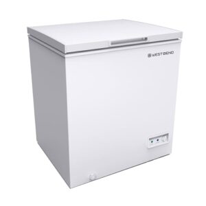 West Bend WB0700CFMW Chest Freezer with Adjustable Temperature Control, Free-Standing with Single Flip-Up Lid, Manual Defrost with Drain Perfect for Homes, Garages, Basements, 7-Cu.Ft, White