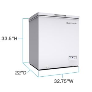 West Bend WB0700CFMW Chest Freezer with Adjustable Temperature Control, Free-Standing with Single Flip-Up Lid, Manual Defrost with Drain Perfect for Homes, Garages, Basements, 7-Cu.Ft, White