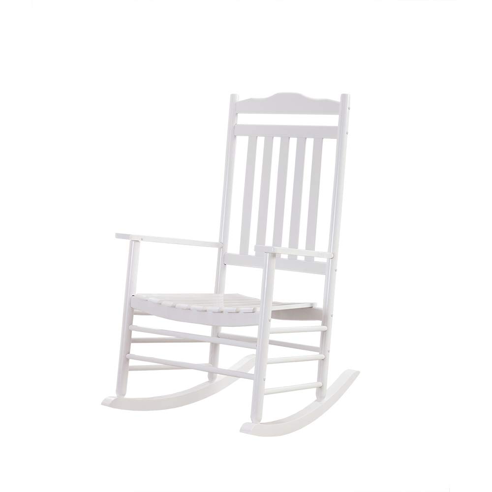 BplusZ Outdoor Rocking Chairs Set of 2 Patio Rocker Furniture for Porch Garden Lawn Indoor Classic Arm Chairs White