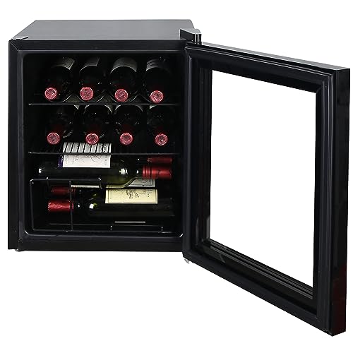 West Bend Beverage Cooler Refrigerator 15 Wine Bottle/60 Can Capacity, Glass Door, 17-Inch Wide Freestanding, Adjustable Thermostat Control, 1.6-Cu.Ft, Burgundy