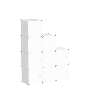 C&AHOME Cube Storage Organizer with Doors, 9-Cube Shelf, Closet Cabinet, DIY Plastic Modular Bookshelf, Storage Shelves Ideal for Bedroom,Living Room,36.6”L x 12.4”W x 36.6”H Milky USHS3009M-DOOR