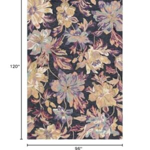 SAFAVIEH Blossom Collection Area Rug - 8' x 10', Charcoal & Plum, Handmade French Country Floral Wool, Ideal for High Traffic Areas in Living Room, Bedroom (BLM467H)