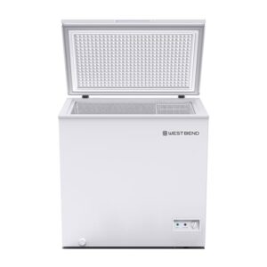 West Bend WB0700CFMW Chest Freezer with Adjustable Temperature Control, Free-Standing with Single Flip-Up Lid, Manual Defrost with Drain Perfect for Homes, Garages, Basements, 7-Cu.Ft, White