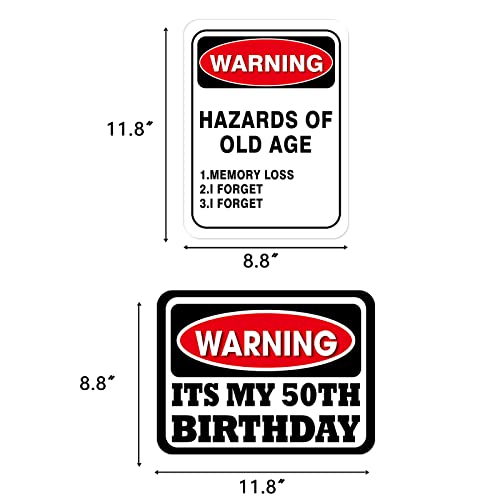 WERNNSAI 50th Birthday Party Decorations - 9PCS Wall Signs for Adults 50 Years Old Party Decor 50 Zone Table Centerpieces Yellow Caution Logos on Door Windows Yard Garden Banner Party Supplies