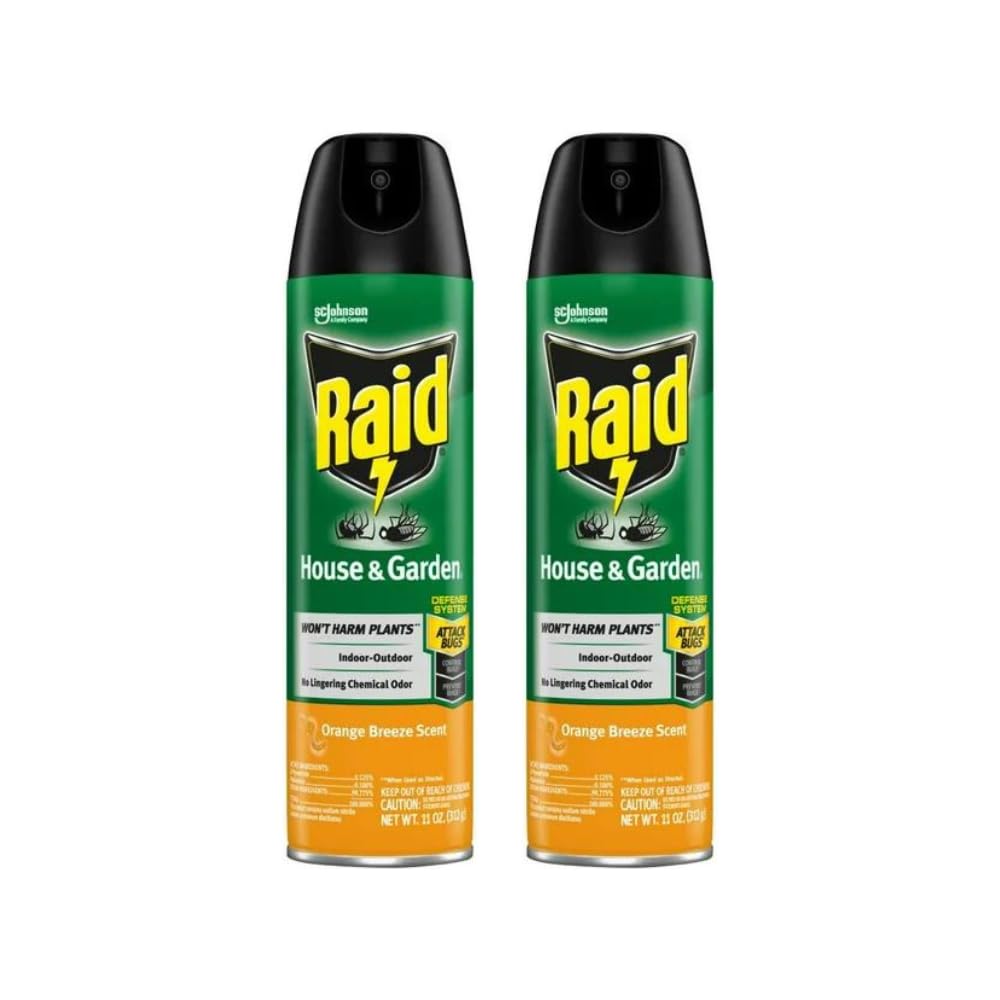 Raid House & Garden Insect Killer Spray, Orange Scent 11 Ounce (Pack of 2)