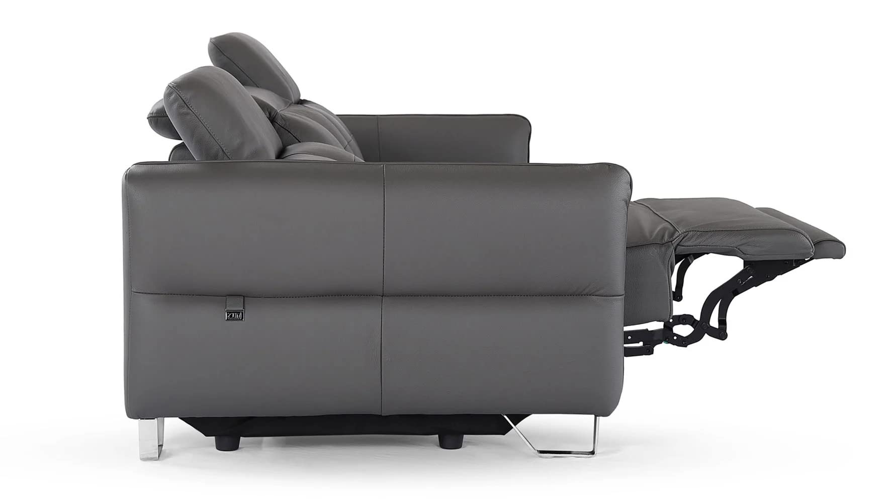 ZURI Modern Macau Reclining Leather Sofa in Slate