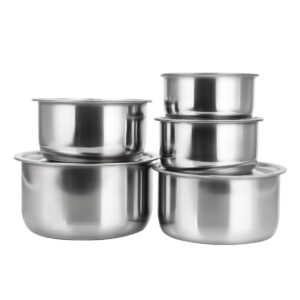 NUZAMAS 410 Stainless Steel Spice Jar Soup Pot Stock Pot Set with Lid 5 Pcs Food Container Kitchenware Home Stew Pot Cooking Tools Cookware Kitchen Accessories