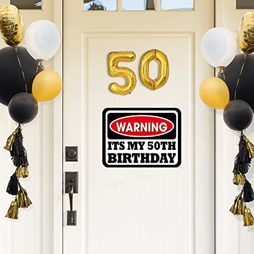 WERNNSAI 50th Birthday Party Decorations - 9PCS Wall Signs for Adults 50 Years Old Party Decor 50 Zone Table Centerpieces Yellow Caution Logos on Door Windows Yard Garden Banner Party Supplies