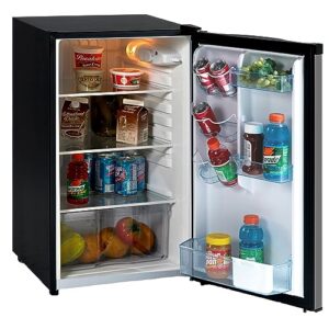 West Bend Mini Fridge Compact Refrigerator for Home Office or Dorm, Auto Defrost with Reversible Door, Energy Star Rated, 4.4-Cu.Ft., Metallic