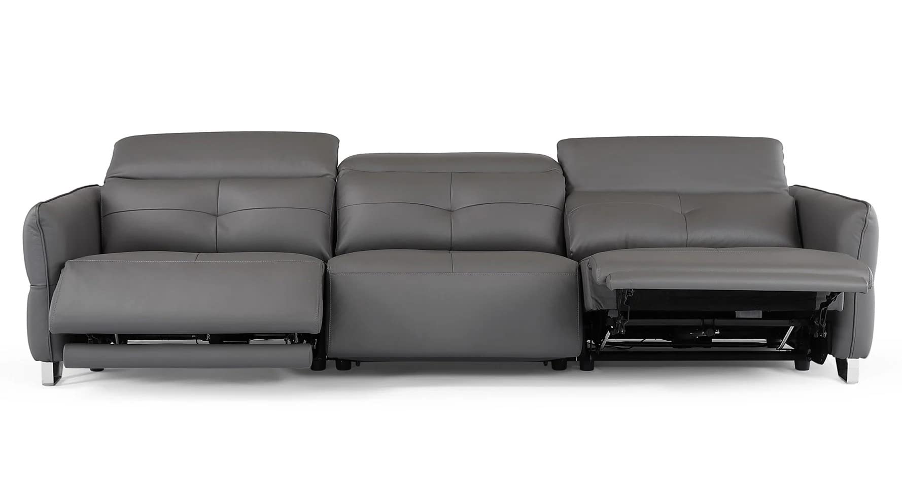 ZURI Modern Macau Reclining Leather Sofa in Slate