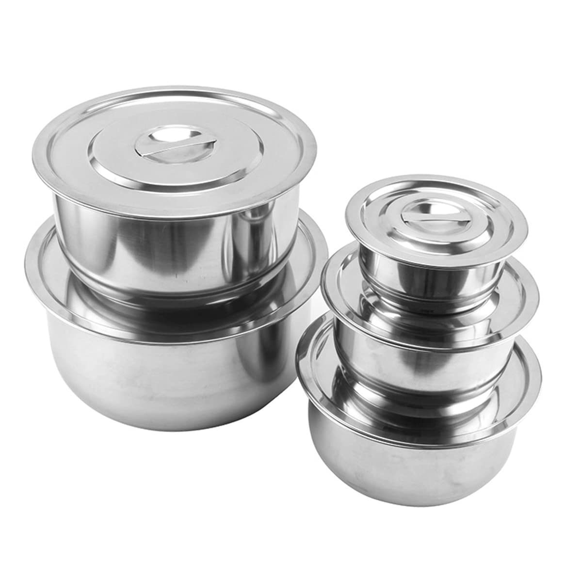 NUZAMAS 410 Stainless Steel Spice Jar Soup Pot Stock Pot Set with Lid 5 Pcs Food Container Kitchenware Home Stew Pot Cooking Tools Cookware Kitchen Accessories