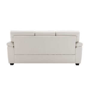 Morden Fort Faux Leather Sofa Couch, White Modern Luxury and Comfy Furniture Sleeper Couches for Living Room, Apartment, Office, Lounge Room