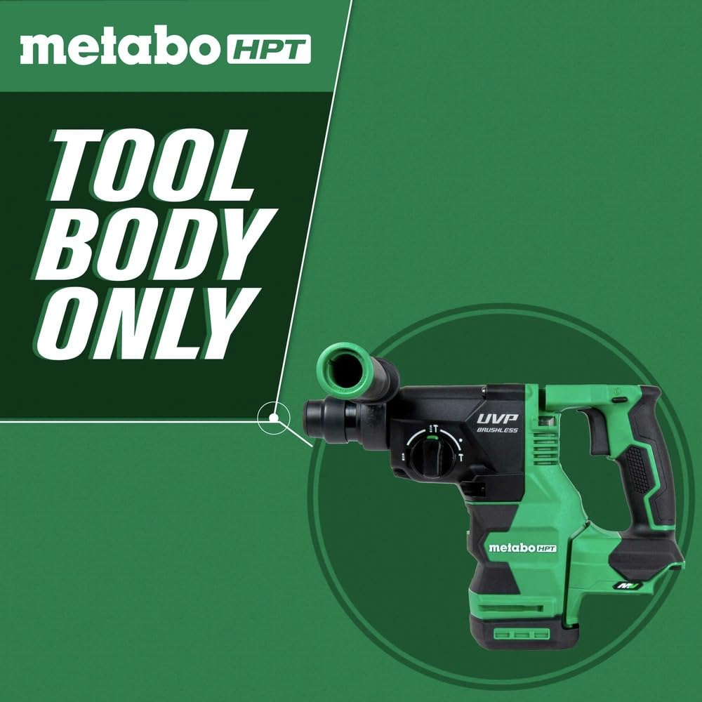 Metabo HPT Cordless 36V MultiVolt™ Rotary Hammer | Tool Only - No Battery | SDS Plus | 1-1/8-Inch | LED Level | User Vibration Protection | DH3628DAQ4