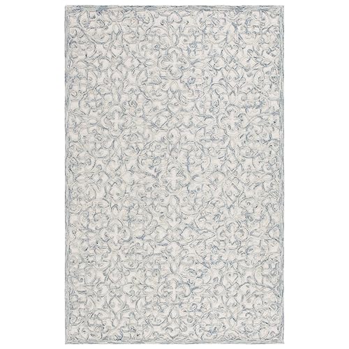 MARTHA STEWART x SAFAVIEH 9' x 12' Blue/Ivory MSR3513B Handmade French Country Scroll Wool Living Room Dining Bedroom Area Rug