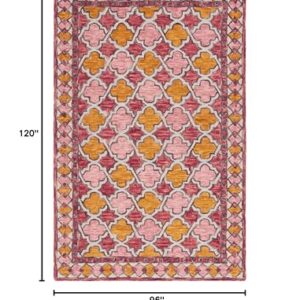 SAFAVIEH Aspen Collection Area Rug - 8' x 10', Pink & Yellow, Handmade Boho Wool, Ideal for High Traffic Areas in Living Room, Bedroom (APN121U)