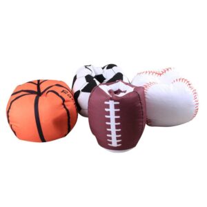 KENANLAN Football Bean Bag Soccer Bean Bags Bean Bags for Kids Storage Bean Bag Chair 18 Inch Zippered Bean Bag Cover for Kids Plush Toy Game (Basketball)