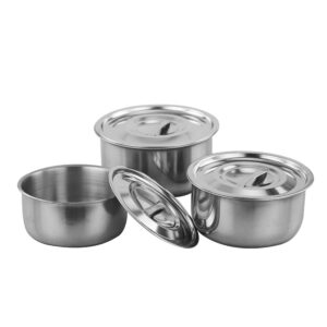 NUZAMAS 410 Stainless Steel Spice Jar Soup Pot Stock Pot Set with Lid 5 Pcs Food Container Kitchenware Home Stew Pot Cooking Tools Cookware Kitchen Accessories