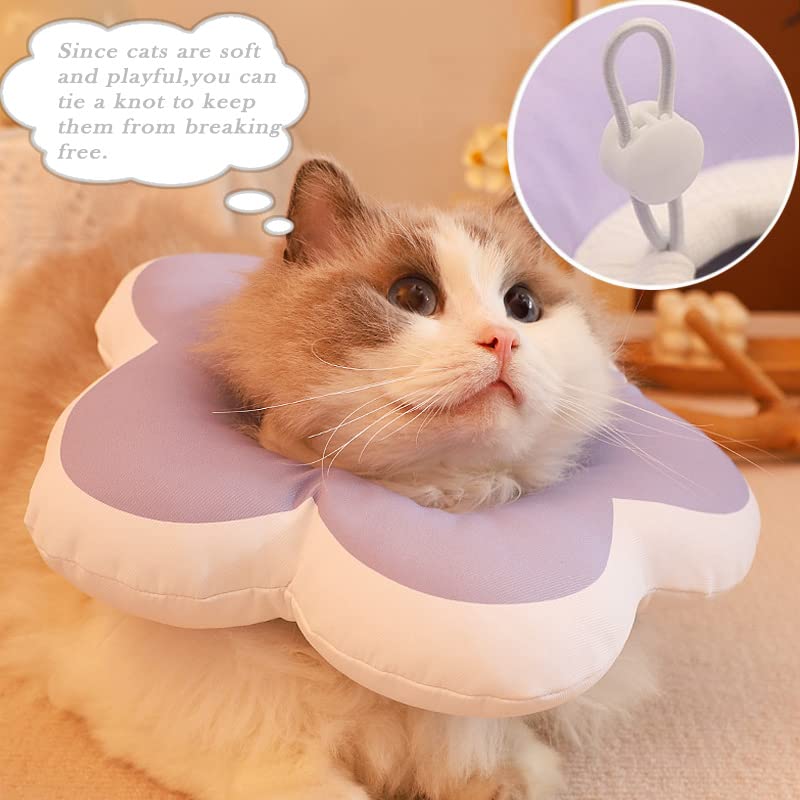 ZIVUYTAQ Cats Cone Collar,Cat Recovery Collar Waterproof Flower Adjustable Cone,Soft Elizabethan Collar for Kitten Small Dogs Stop Licking After Surgery(Y1002-03-XS)