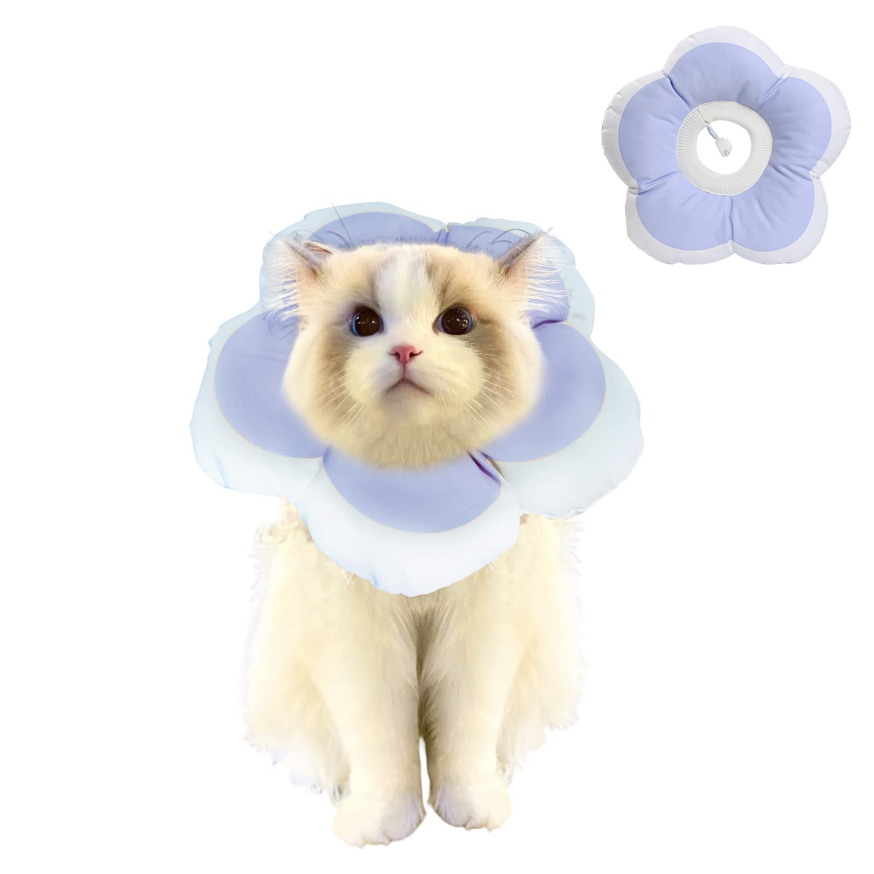 ZIVUYTAQ Cats Cone Collar,Cat Recovery Collar Waterproof Flower Adjustable Cone,Soft Elizabethan Collar for Kitten Small Dogs Stop Licking After Surgery(Y1002-03-XS)