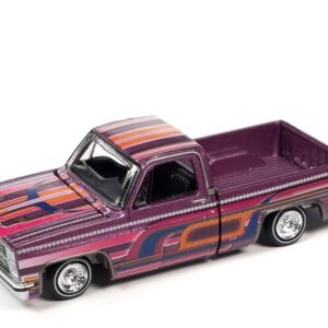 1983 Chevy Silverado Pickup Truck Purple Met. w/Graphics Lowriders Ltd Ed to 4800 Pieces Worldwide 1/64 Diecast Model Car by Auto World CP8026