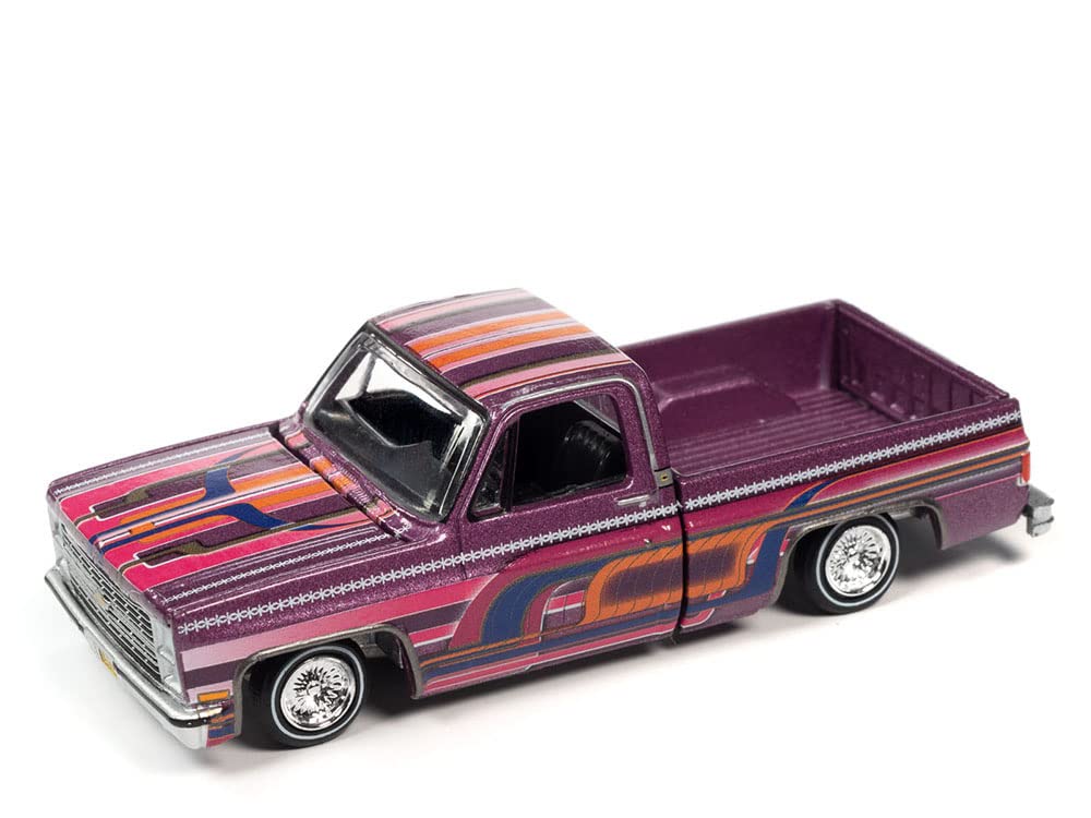 1983 Chevy Silverado Pickup Truck Purple Met. w/Graphics Lowriders Ltd Ed to 4800 Pieces Worldwide 1/64 Diecast Model Car by Auto World CP8026