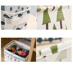 4Pcs Cotton And Linen Cloth Art Storage Basket Cute And Simple Nordic Style Home Cosmetics Sundries Handle Basket Desktop Storage Box(7.87inch)