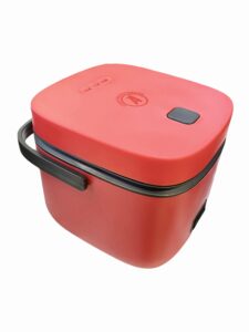 annapurna distributor mini rice cooker, healthy ceramic coating 1.2l small rice cooker hold 1-2.5 cups uncooked rice for 1-3 people, portable travel rice cooker with steam tray, easy to use. (red)