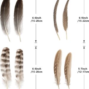 THARAHT 24pcs 4Style Natural Spotted Feathers Guinea Fowl Wing Feathers 6-8 inch Bulk for Craft Clothing Jewelry DIY Decoration Guinea Fowl Wing Feathers