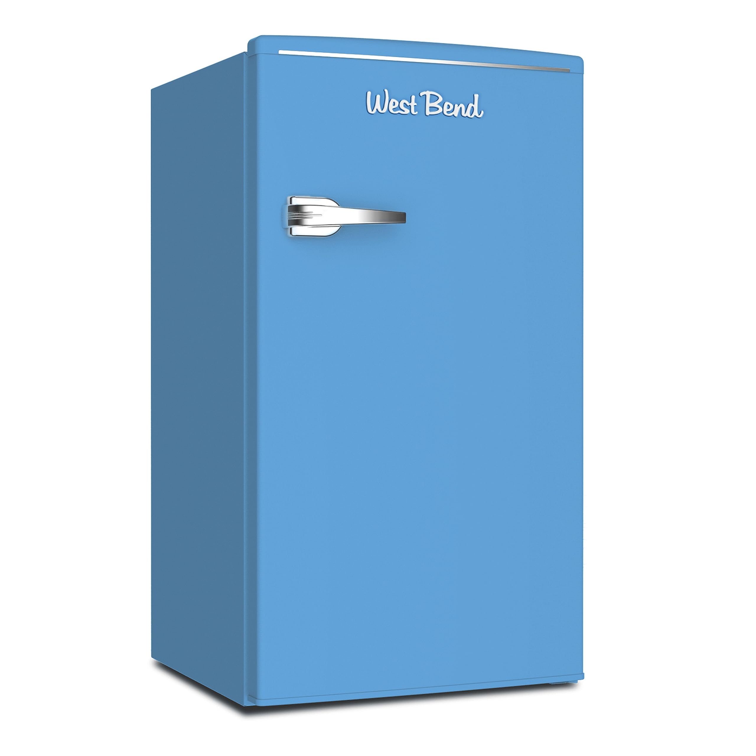 West Bend WB0310RCRXRB Retro Mini Fridge for Home Office or Dorm, Manual Defrost and Adjustable Temperature, 3.1-Cu.Ft, Robin's Egg Blue