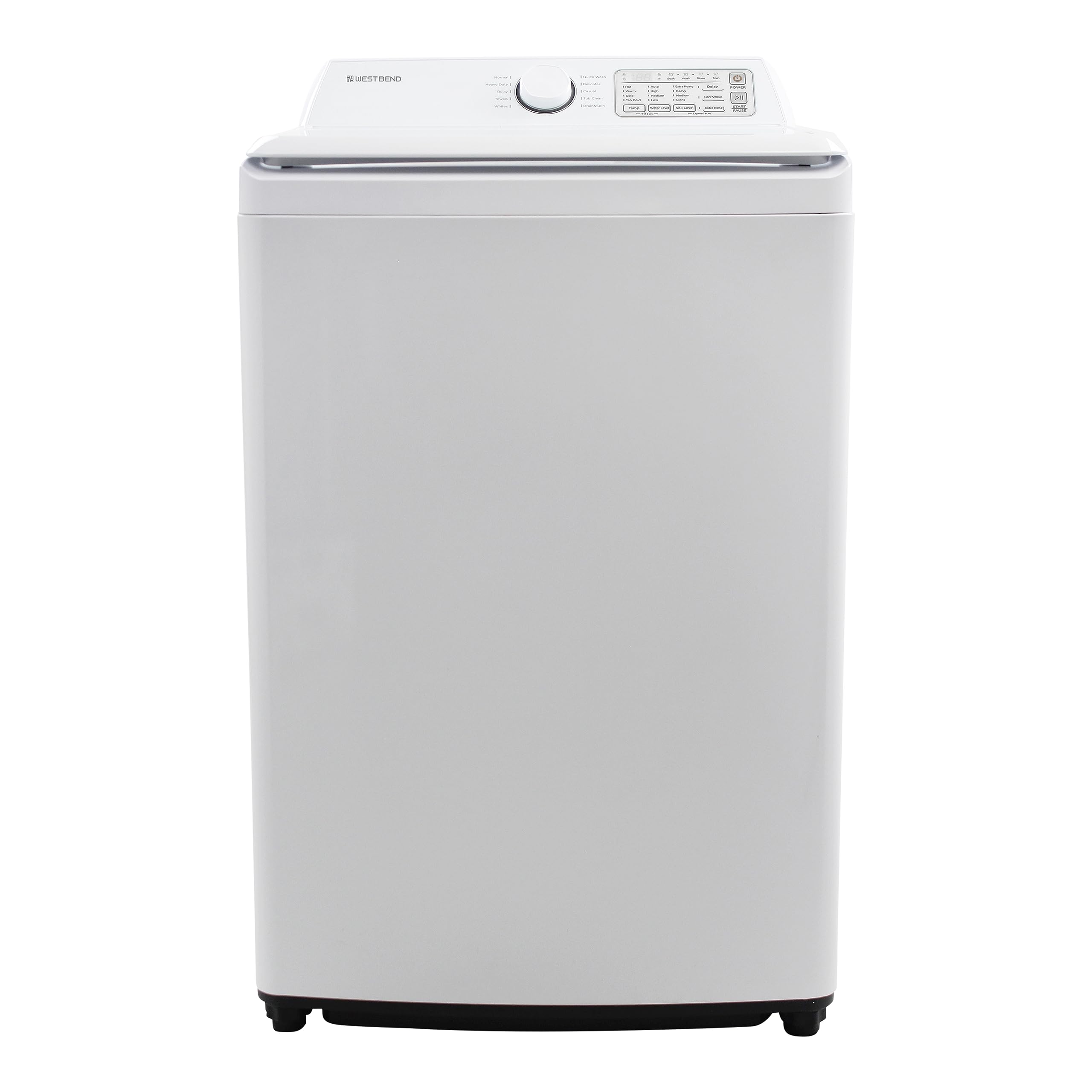 West Bend WB440TLWVW Top-Load Compact Washing Machine, Cu. Ft, 10 Automatic Cycles, Adjustable Water Levels, Temperatures, and Soil Settings, Durable Stainless Steel Drum, 4.4, White, 3.7-Cu.Ft