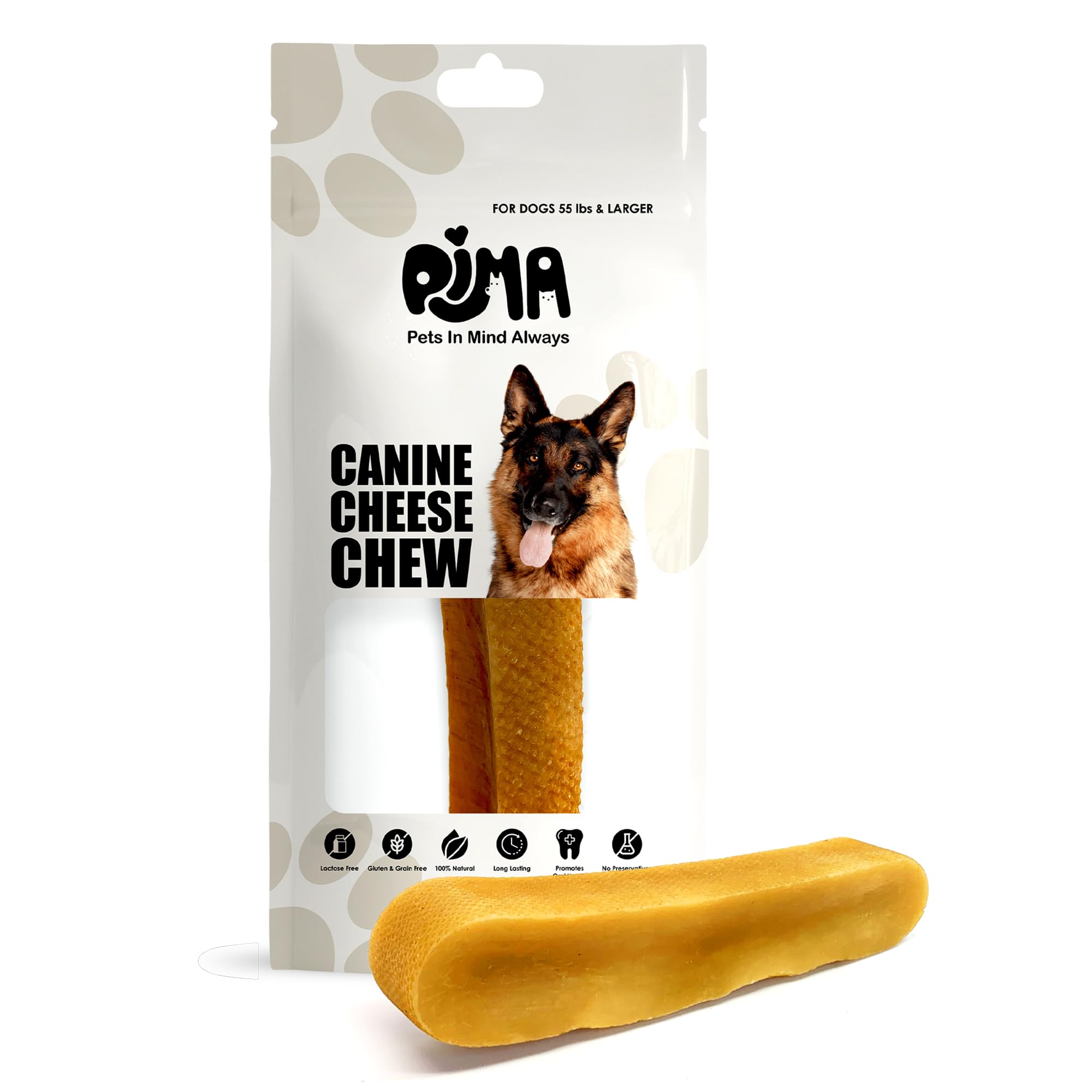 PIMA - Canine Cheese Chews, Natural Yak Chews for Dogs 55 lbs or Larger, Lactose-Free Yak Cheese Dog Chews, Yak Chews for Large Dogs with Protein and Vitamin E, D and A, Extra Large, 1 Chew, 5.3 oz