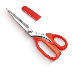 heavy duty scissors all purpose, professional fabric scissors sewing shears, 9.5 inches ultra sharp craft scissors for office (red)