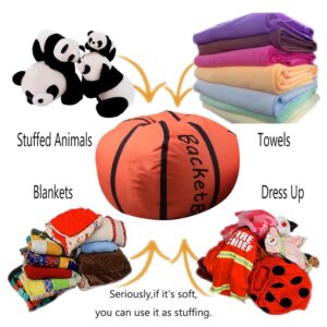 KENANLAN Football Bean Bag Soccer Bean Bags Bean Bags for Kids Storage Bean Bag Chair 18 Inch Zippered Bean Bag Cover for Kids Plush Toy Game (Basketball)