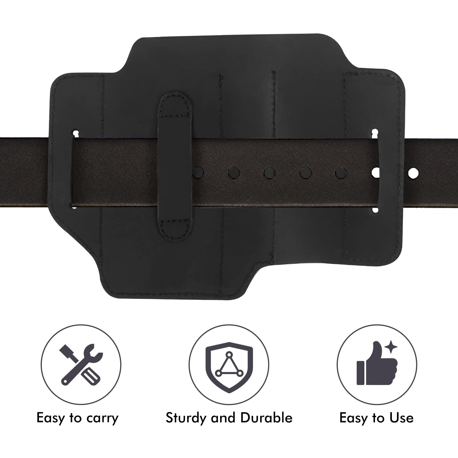 Happara Multitool Belt Sheath, EDC Leather Belt Organizer, Sheath with Pen Holder, Key Fob, Flashlight Sheath, Tool Organizer Fanny Pack for Work and Daily Use, Gifts for Men