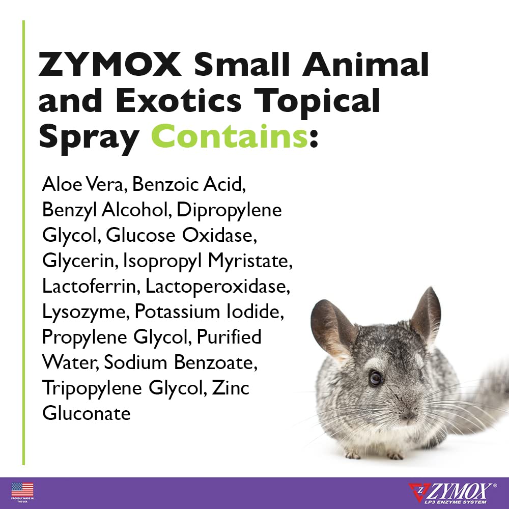 Zymox Small Animal & Exotic Topical Spray, 2 oz. – Supports Healthy Skin for Dog, Cat, Rabbit, Guinea Pig, Ferret, Hamster, Chinchilla, Monkey